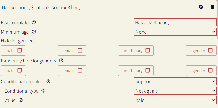 conditional template row