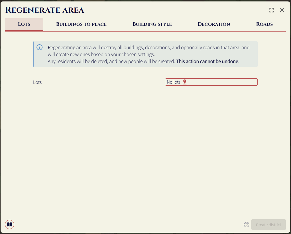regenerate area form